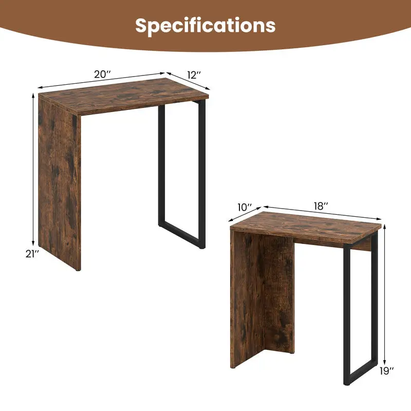 

2-in-1 Nesting Coffee Table Set of 2 for Living Room and Bedroom-Rustic Brown