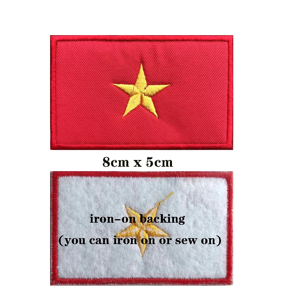 1PC Vietnamesisch Flagge Vietnam Patches Armband Bestickt Patch Haken & Loop Oder Eisen Auf Stickerei Abzeichen Militär Streifen