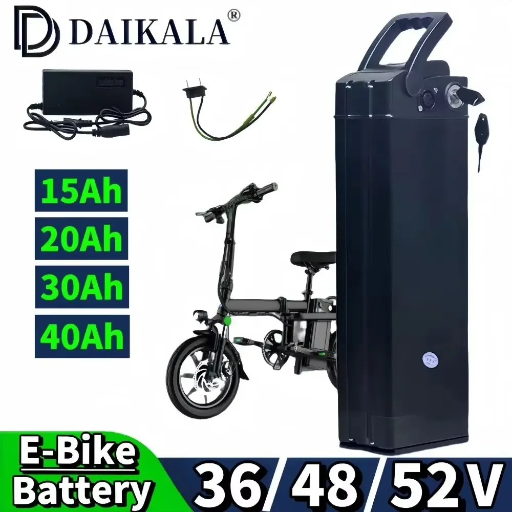 48V30Ah-60Ah 18650 Battery with Anti-theft Lock, 500W, Bottom Discharge Function, Used for Silver Fish Folding Bicycle Battery