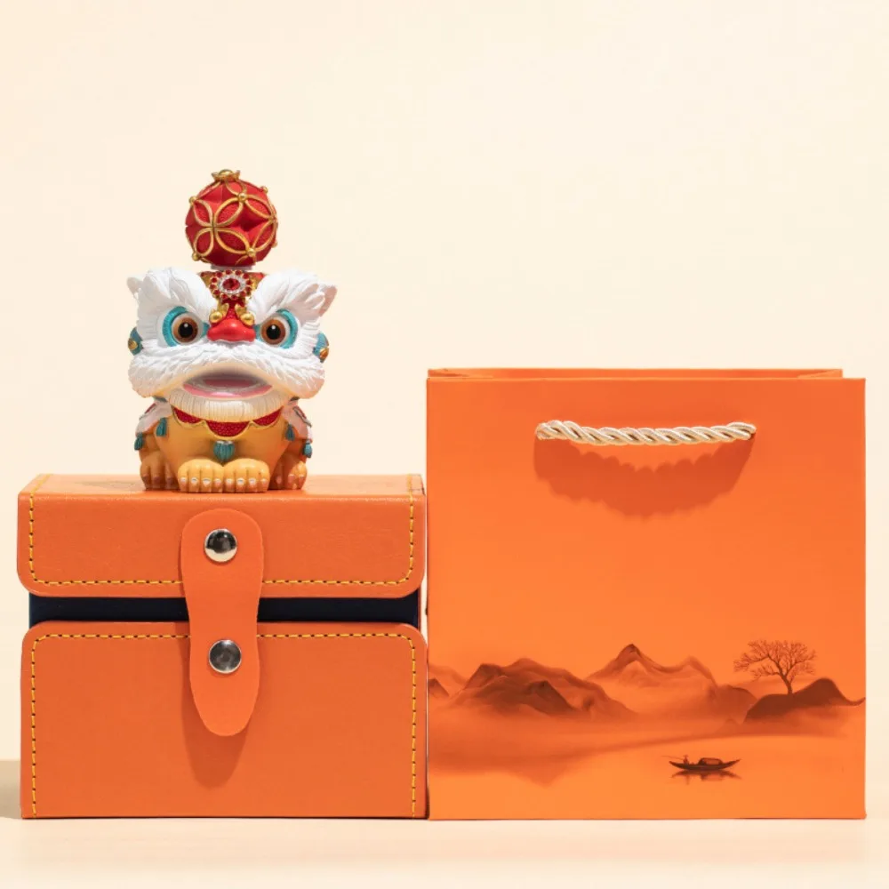 هدية إبداعية ثقافية لرقص الأسد من Guochao، هدية محظوظة للتراث الثقافي غير الملمس، هدية احتفالية للأعمال وأعياد الميلاد من الذهب الأحمر