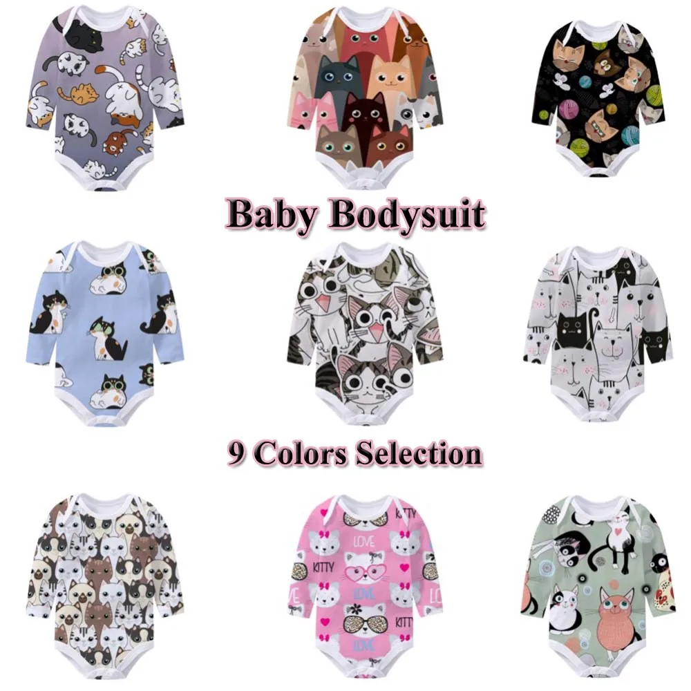 

Cute Cat Pattern Baby Infant Newborn Rompers Boys Girls Cotton Bodysuit Bodysuits One-pieces Born Crawling Long Sleeve Jumpsuits