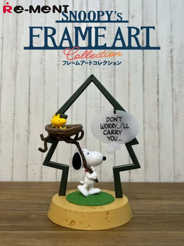 Re-Ment Genuine Snoopy's Frame Art Blind Box Miniature Dolls Collection Anime Action Figure PVC Toys Gifts 1-6 Box Ornament