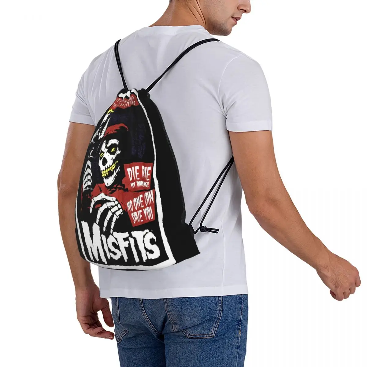 The Misfits Band Casual Child Cool Anime Drawstring Bag Backpack bag drawstring bag backpack bag training