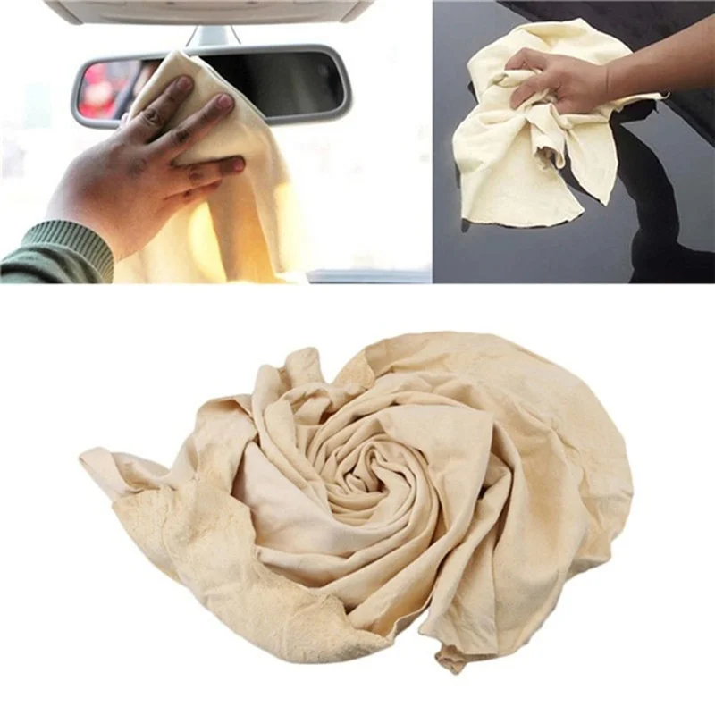 Natural Chamois Free Shape Clean Genuine Leather Cloth Car Auto Home Motorcycle Wash Care Quick Dry Wash Towel Super Absorbent