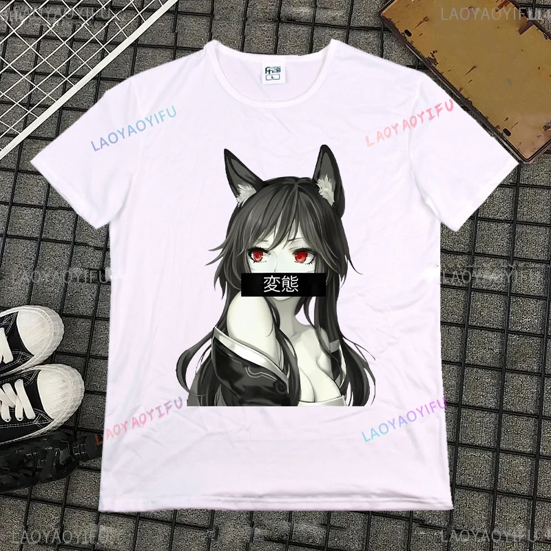 Japan Cartoon Anime Fox Girl - Cute Hentai Girl T Shirt Harajuku Vintage Otaku Unisex  Casual Graphic T-shirts Summer Cool Tops