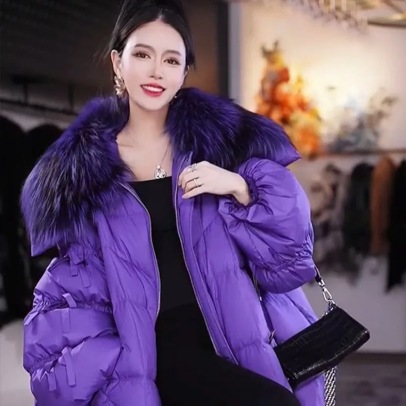 見栄えの良い綿の服の女性の冬今年の人気の気質厚い綿の服多用途の大きな毛皮の襟のコート