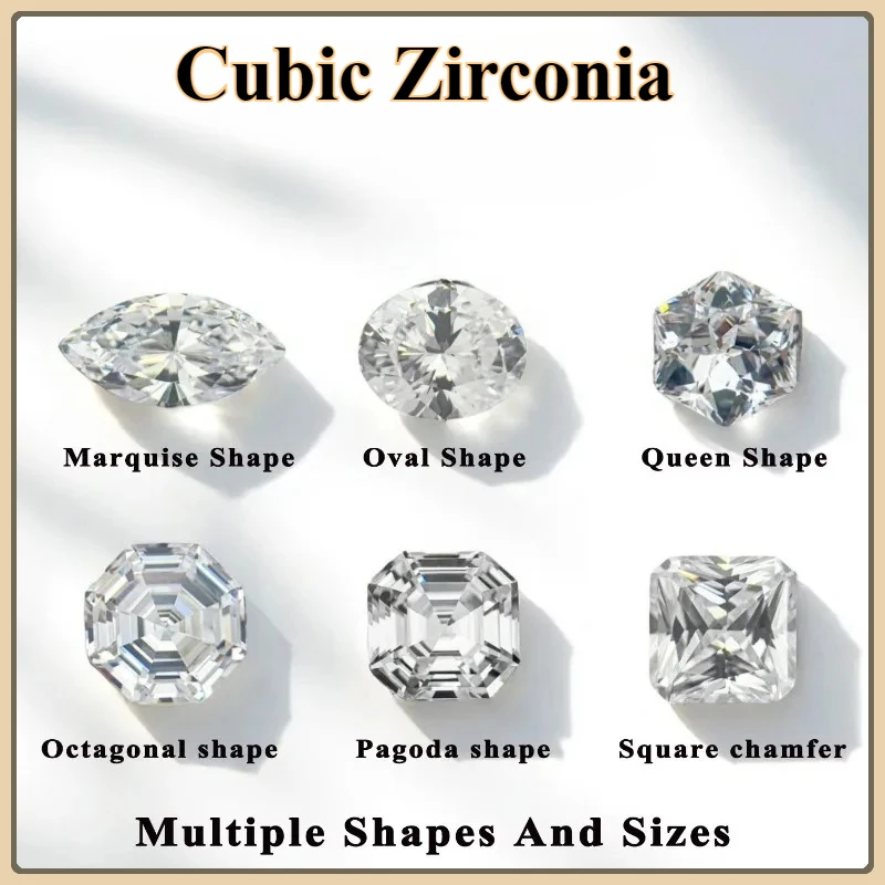 

Cubic Zirconia D Color Multiple Shape Top Quality Loose Stones Synthetic Gems for DIY Jewelry Making Materials No Certificate