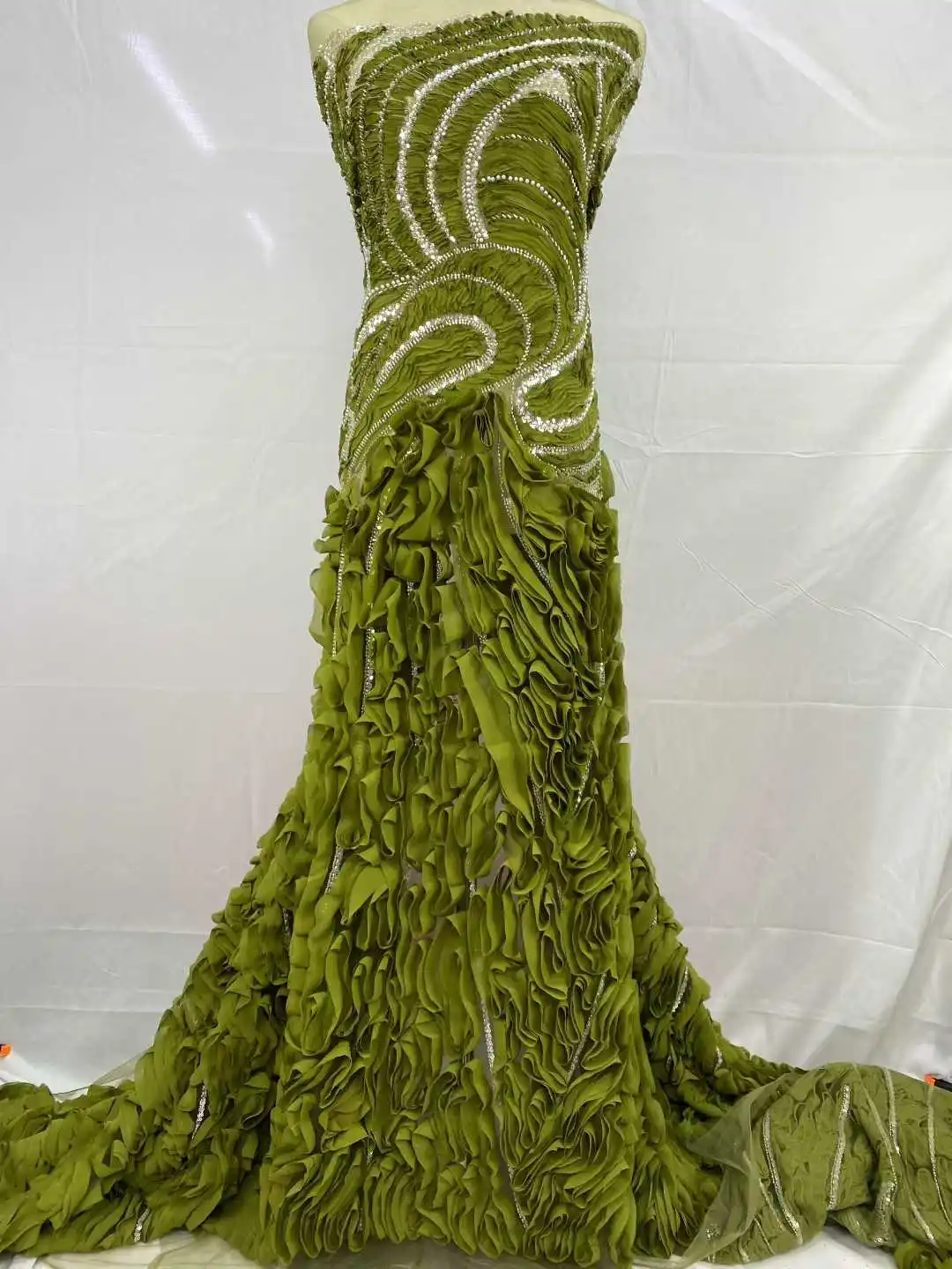 Высокое качество, высококачественная элегантная достойная ткань, 3D вышивка ручной работы, сетчатое кружево с бусинами для изготовления женского свадебного платья