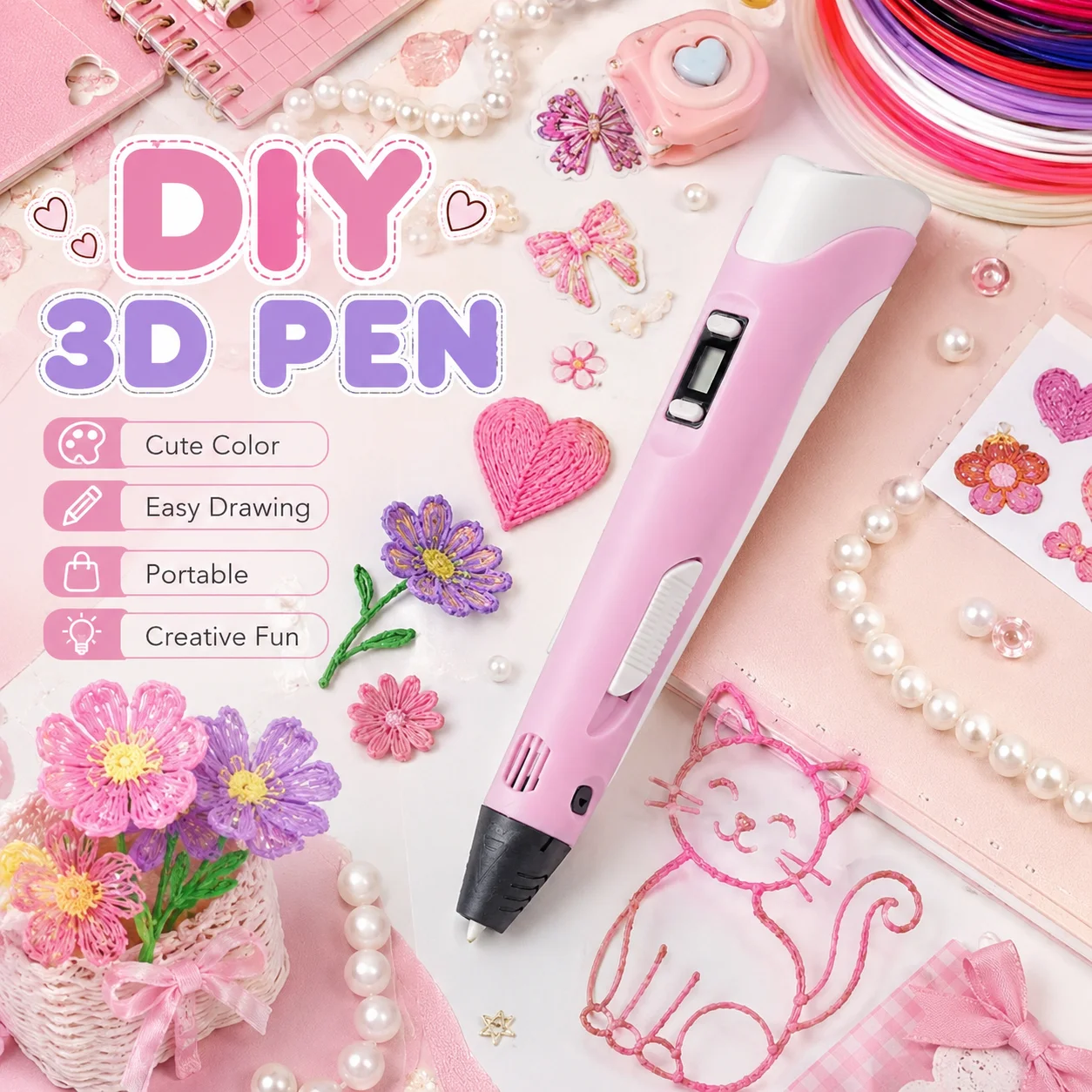 Zestaw długopisu 3D z ekranem  – Kids Toys Drawing Easy recenzja i cena