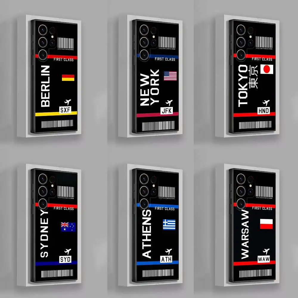 

New York Boarding Pass Plane Air Ticket Phone Case For Samsung S25,S24,S21,S22,S23,S30,Ultra,S20,Plus,Fe,Lite,5G Black Cover