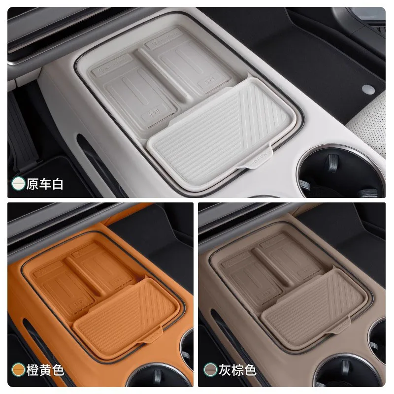 

Ящик для хранения центральной консоли автомобиля для Lixiang Ideal i8 2025, откидная крышка, силиконовая накладка для беспроводной зарядки, аксессуары для интерьера