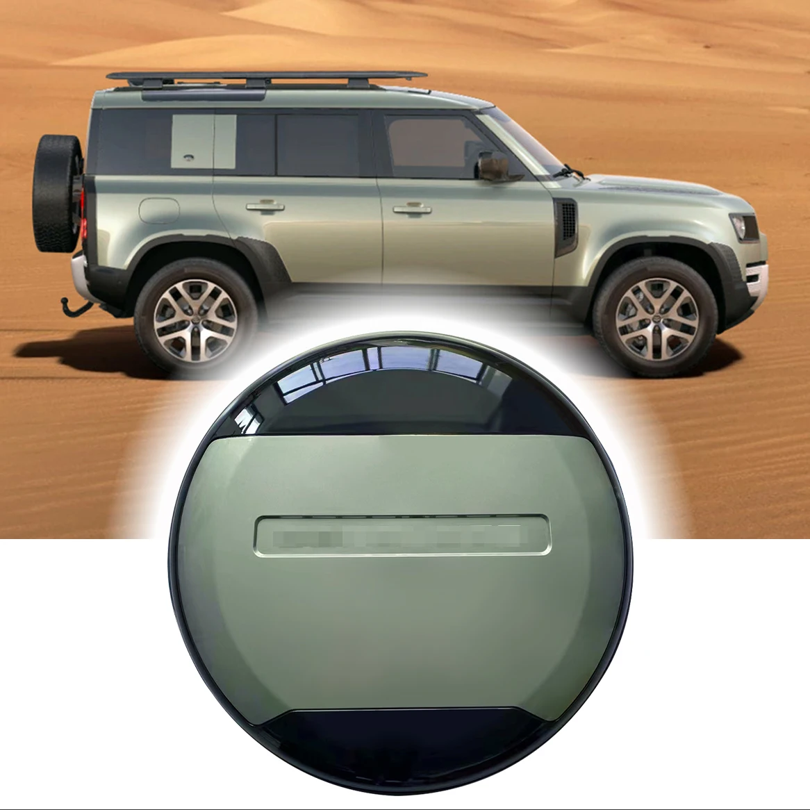 

Запасная крышка шины подходит для LR Defender 110 90 130 2020-2024 2025 ABS Защитная крышка шины (Pangea зеленый + глянцевый черный)