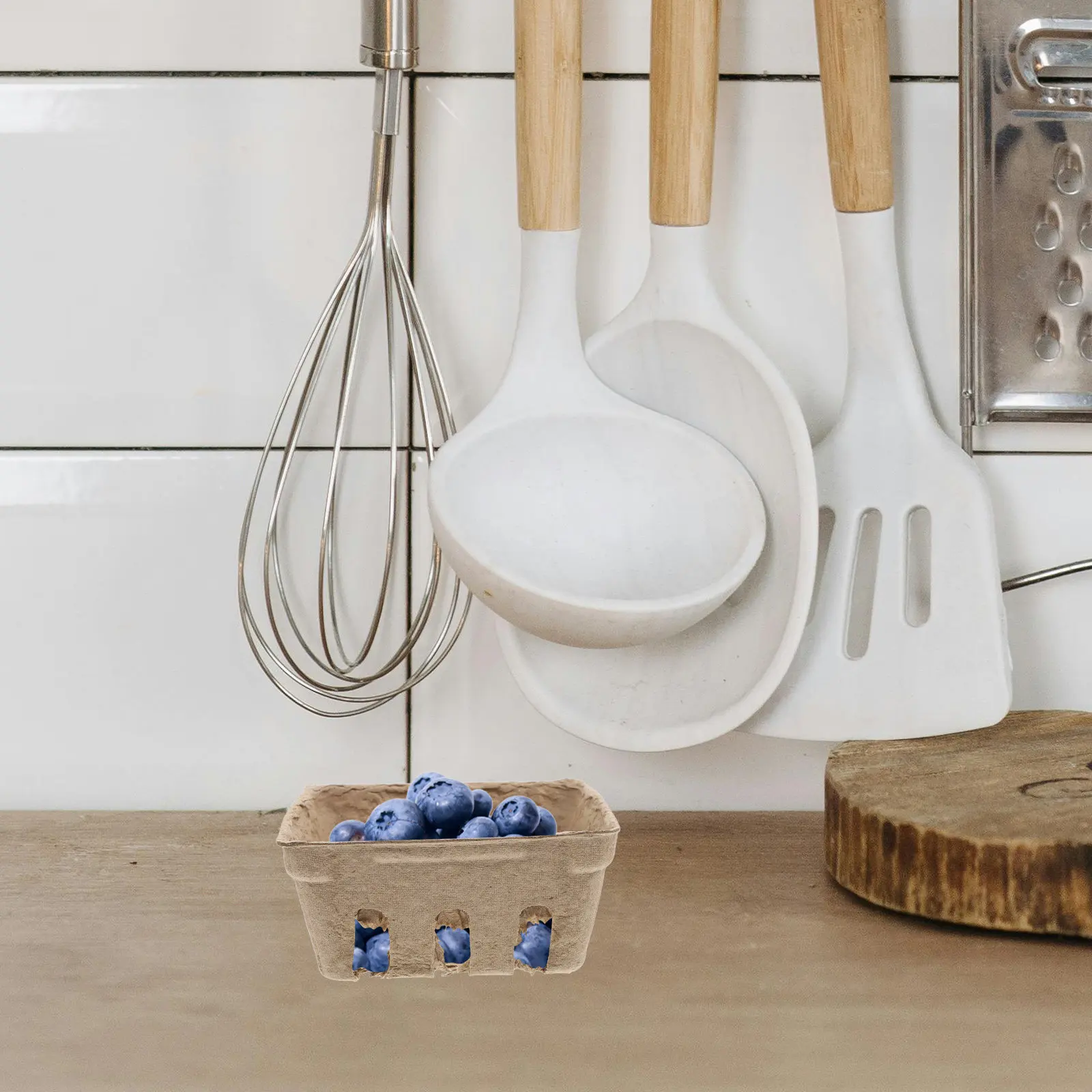 

24Pcs Fruit Storage Container Berry Basket Pulp Fiber Produce Tray Fresh Kitchen Organization Market Basket Farmer Supplies