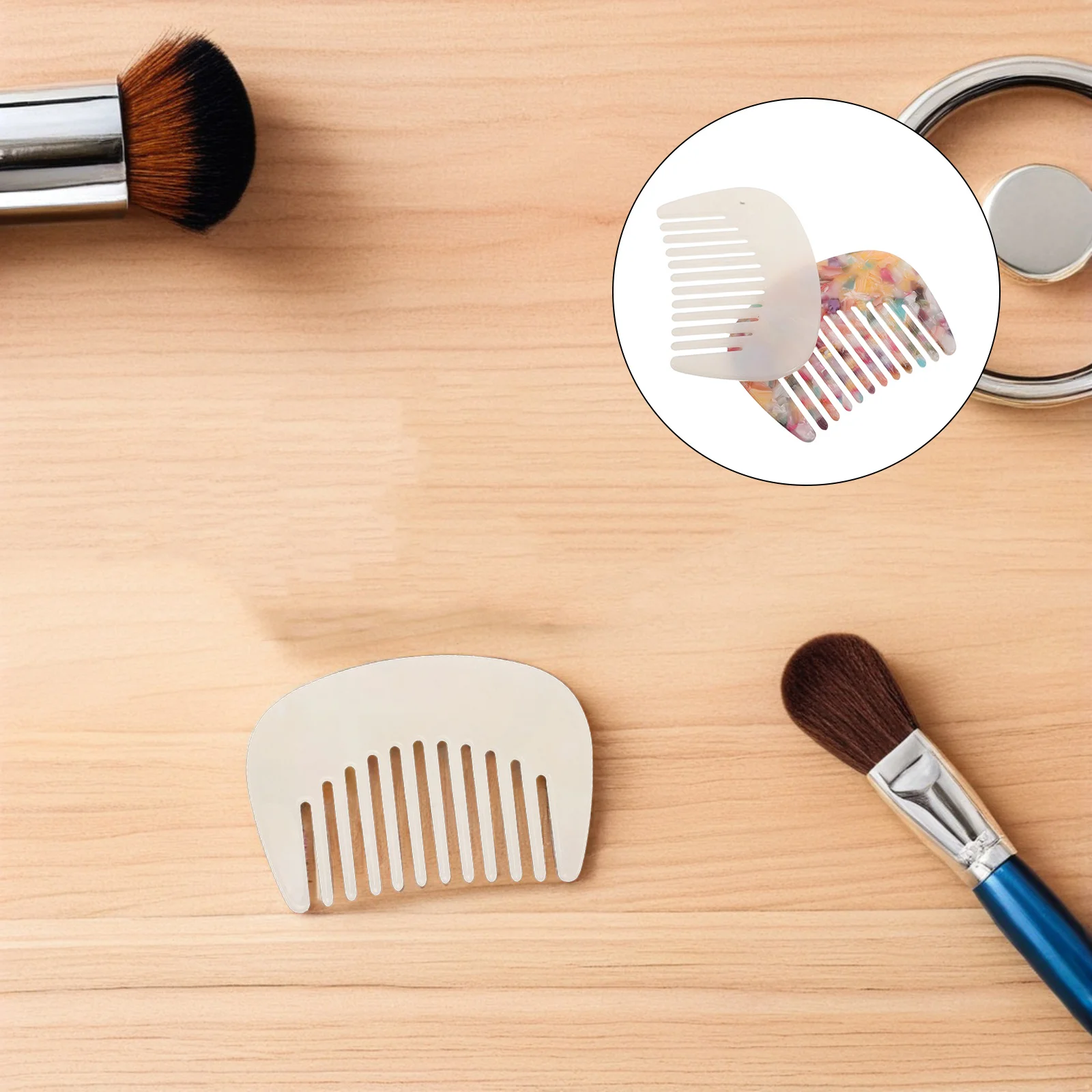 

2Pcs Mini Wide Tooth Comb Portable Acetic Acid French Style for All Hair Types Travel Home Use Pocket Handbag Portable Hair Comb