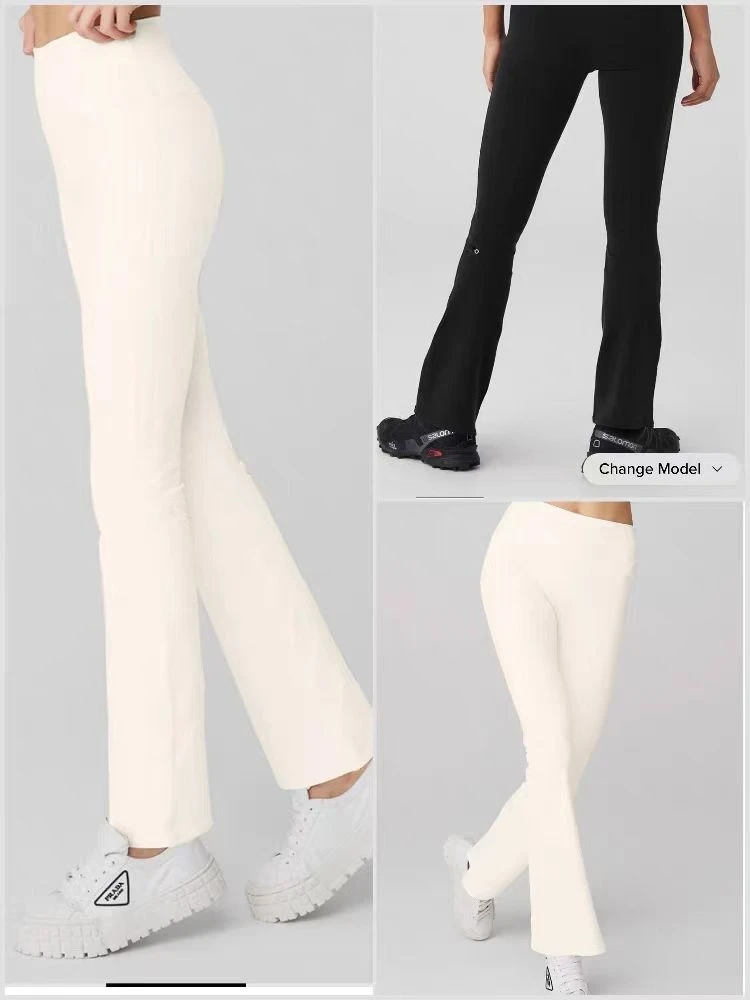 

@LO Йога Женские леггинсы с высокой талией Эластичные расклешенные брюки Колготки с карманами Push Up Фитнес Бег Спортивная одежда Однотонные брюки