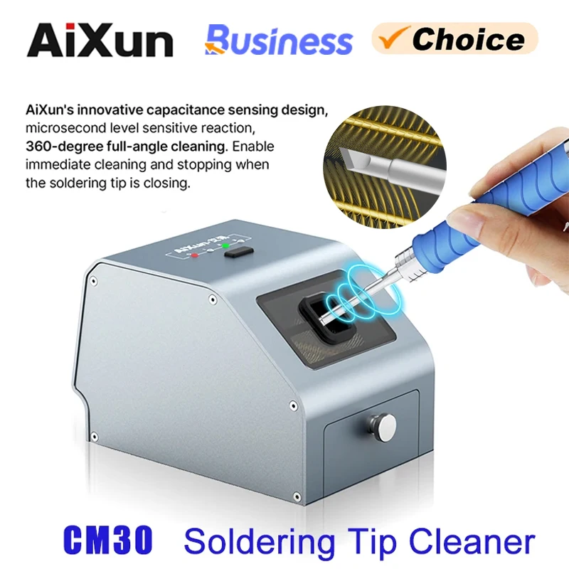 Aixun CM30 Soldering Tip Cleaner For C210 C115 C245 T12 Soldering Head Head Automatic Detinning Cleaning Machine 3000rpm Tools