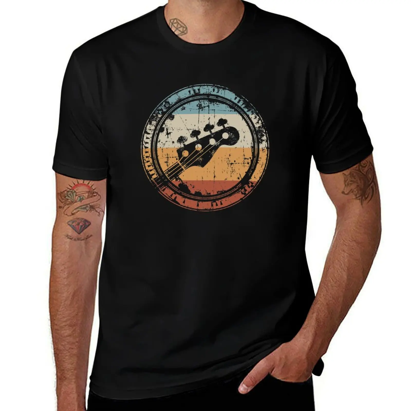 Bass vintage bass guitar head gift for bass player T-Shirt Quick Dry Sports Short Sleeve Tee T-Shirt