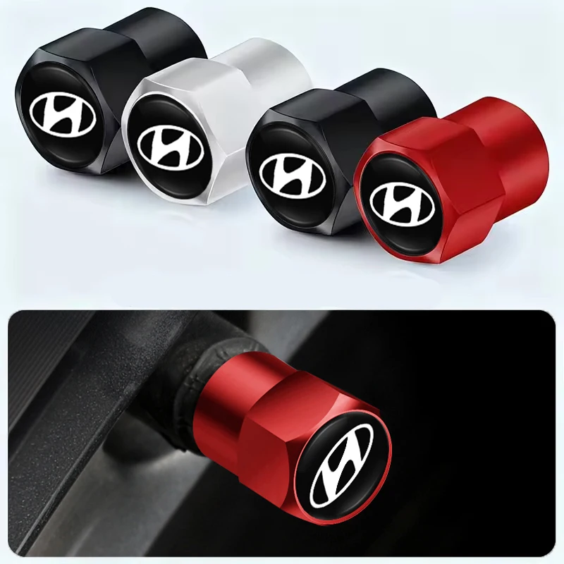 4 Uds. Tapas de válvula de neumático de rueda de coche estilo 3D accesorios de tapa de vástago para Hyundai N Line I30 I20 I10 IX35 IX20 Genesis Kona Getz Ioniq