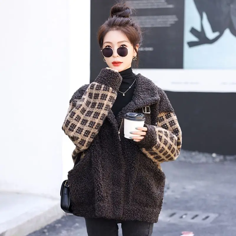 Autumn Winter New Fashion Lapel Simple Korean Version Loose Female Woolen Jacket Fleece Keep Warm Women's Wool Coat