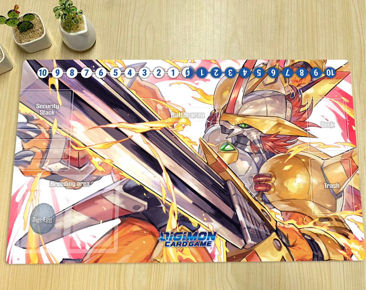 Digimon Playmat Victory Greymon DTCG CCG Mat Board Game Trading Card Game Mat Custom Anime Mouse Pad Rubber Desk Mat & Free Bag