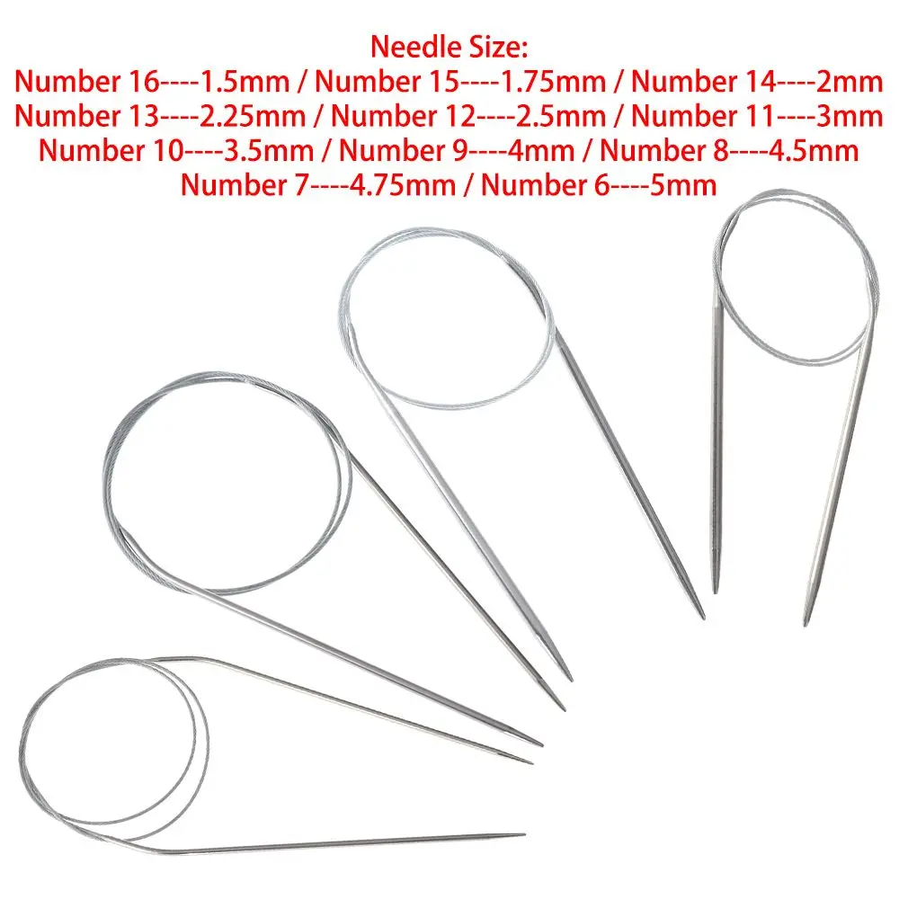 80cm Handmade Weaving Stainless Steel Sewing Pins Needlework Supplies Knitting Needles Crochet Hook