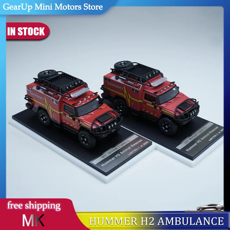 

MK 1:64 Hummer H2 Ambulance Gloss White with Hidden Chase Version Limited Edition Alloy Emergency Vehicle for Car Collectors Toy