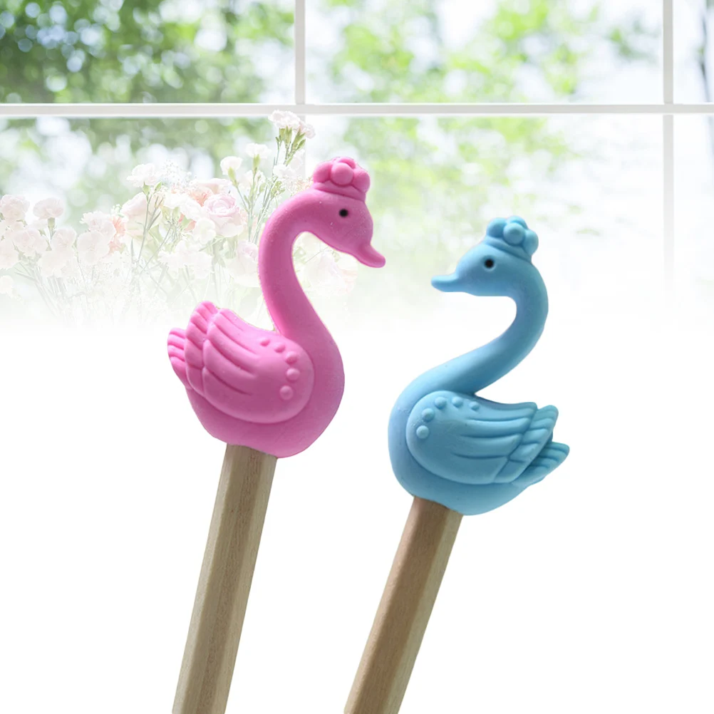 

Swan Shaped Erasers Novelty Cartoon Stationery Kids Random Color Pencil School Supplies Cute Design Easy to Erase Writing