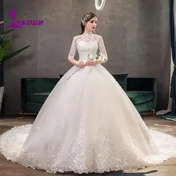 Wedding Dress 2022 Elegant High Neck Half Sleeve Vestido De Noiva Vintage Lace Embroidery Sweetheart Wedding Gown Bride Dress