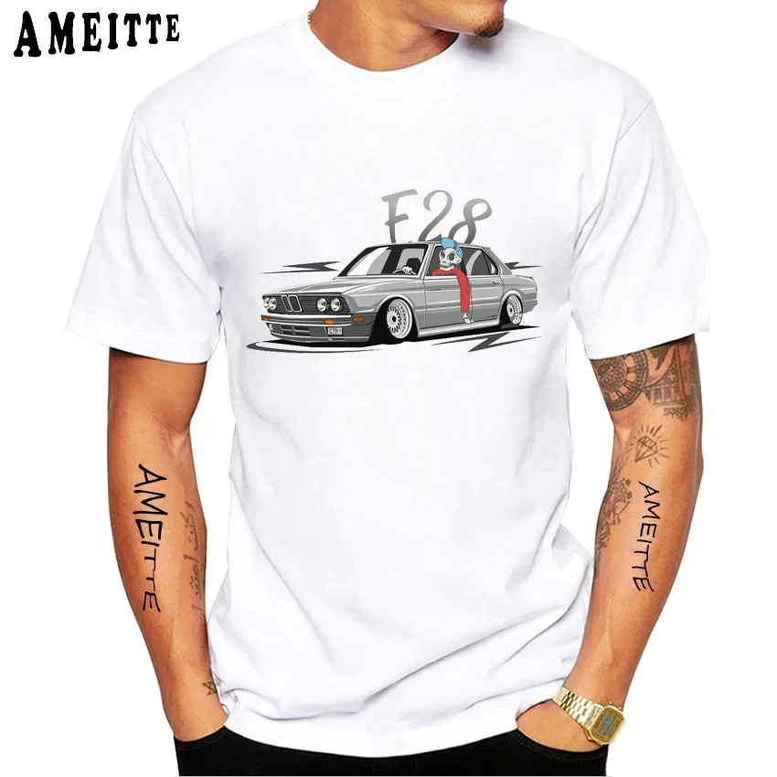 Vintage Skull Drive German E28 M5 E30 E36 E90 E46 Car Premium T-Shirt New Summer Men Short Sleeve Hip Hop Boy Casual White Tees