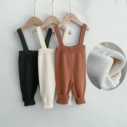 Ins Autumn Spring Baby Knitted Strap Overall Sweater Pants 0-2Y Cotton Baby Girls and Boys One Piece Wool PP Pants