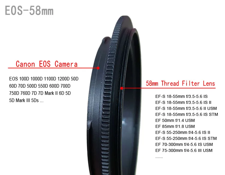 DSLR Camera Lens Reverse Macro Adapter Ring EF 49 52 55 58 62 67 72 77mm for Canon EOS 700D 80D 90D 800D 200D 5D3 7D2 6D2 77D 6D