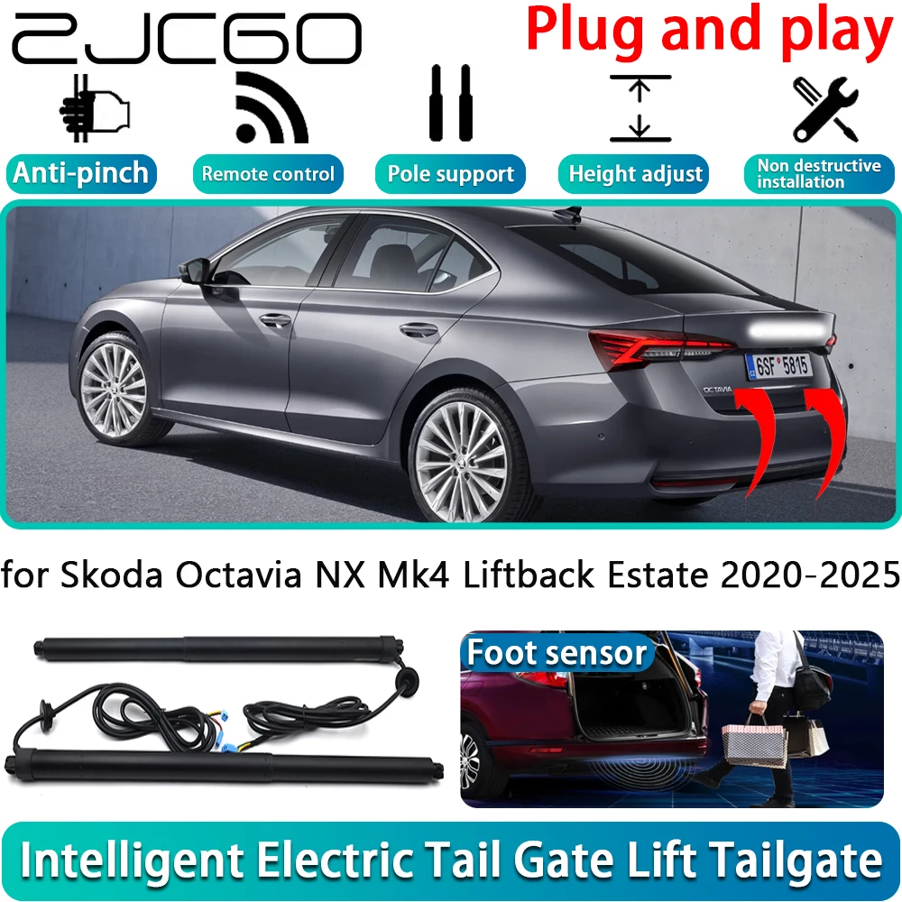 

ZJCGO for Skoda Octavia NX Mk4 Liftback Estate 2020-2025 Car Electric Powered Tailgate Power Liftgate Automatic Tailgate System