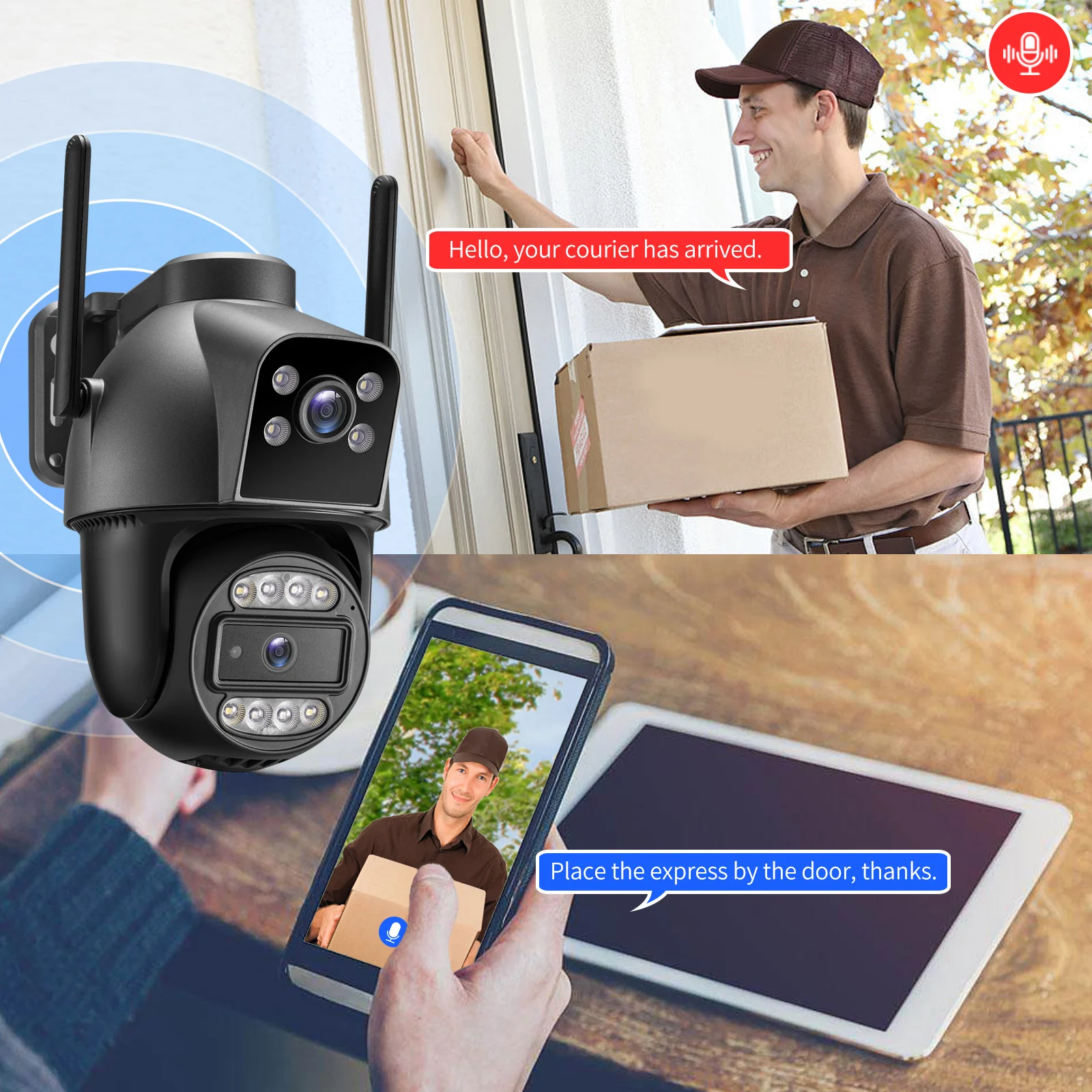 Gadinan 8MP 4K PTZ WiFi IP Camera Dual Lens Security Protection Screen Color Night Vision Auto Tracking CCTV Video Surveillance