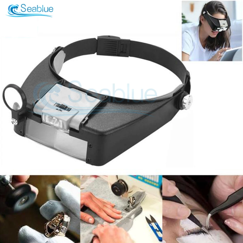 Headband Magnifying Reading Optical Glasses with Light for Close Work Rechargeable Magnifier Repairing LED Jewelers Visor