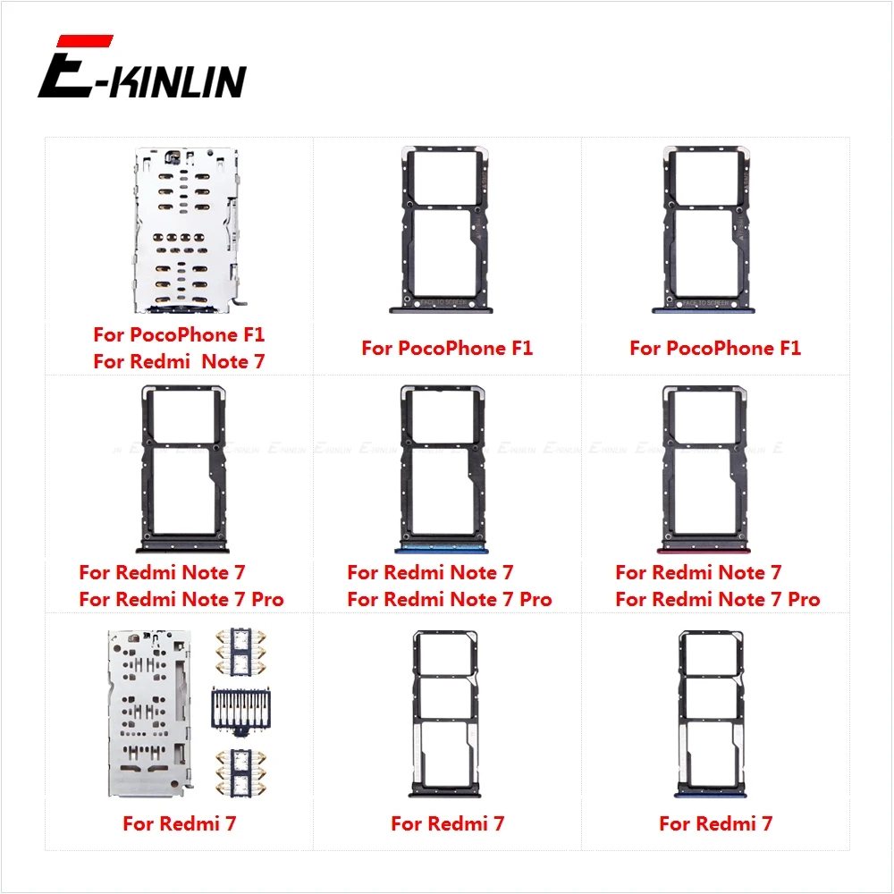 Sim Card Socket Slot Tray Reader Holder Connector Micro SD Adapter Container For XiaoMi Redmi 7 Note 7 Pro PocoPhone Poco F1