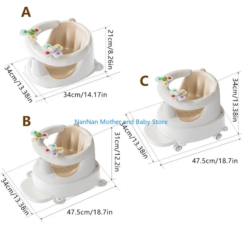 مقعد استحمام للأطفال لتجربة استحمام آمنة، فتحة تصريف سريعة، قاعدة مضادة للانزلاق، مساعد الجلوس التنموي #6