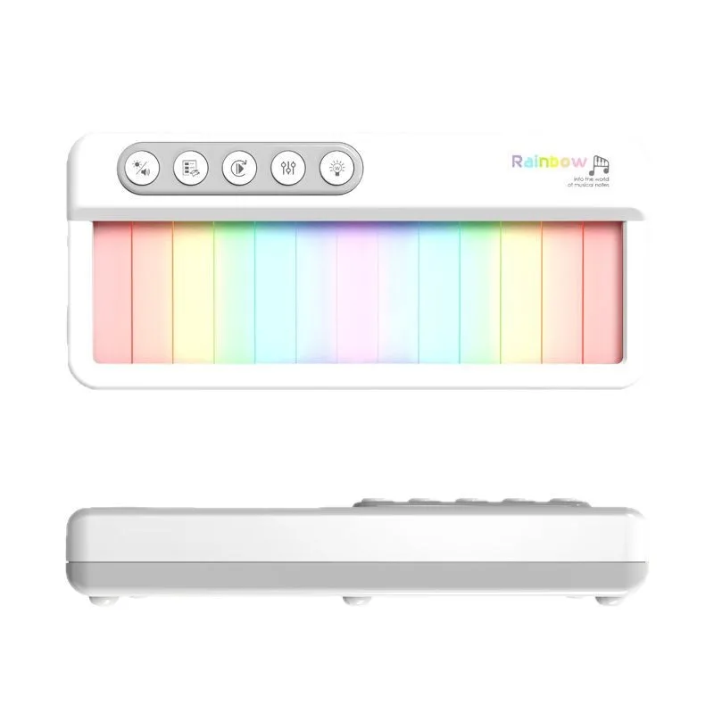 レインボーライトアップ電動キッズキーボード 5 楽器付きポータブルタッチスクリーン学習玩具 対象年齢 3-6 音楽教育ギフト