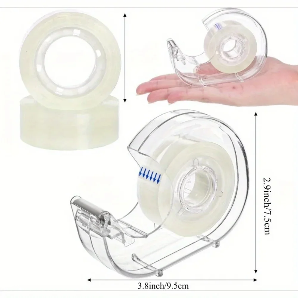 Transparent Tape and Dispenser, Refillable Tape Dispenser, Office Tape Rolls, Transparent Tape Gift Wrapping, Craft, School