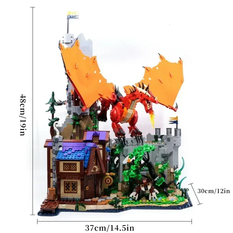 2024 New 21348 Dungeonsed Red Dragon's Tale Building Blocks Bricks House Model Assembly Toys For Children Gifts