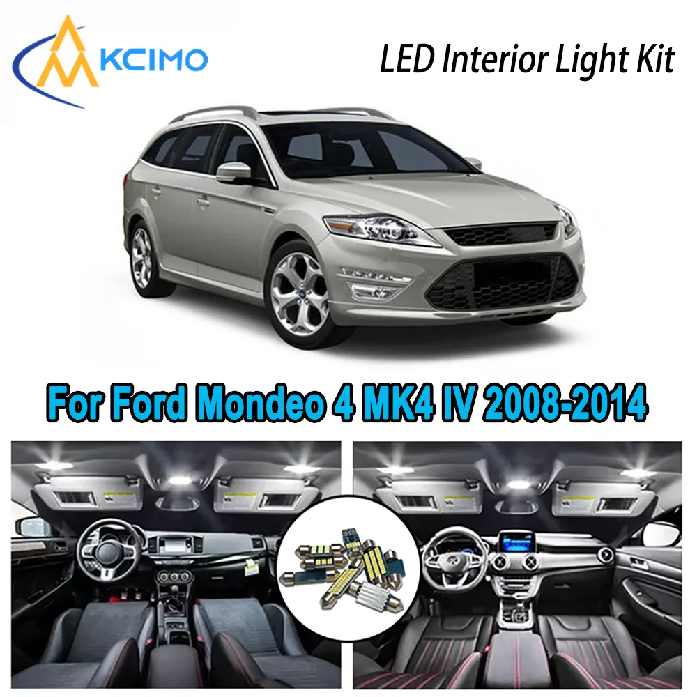 

Premium Bright LED Interior Light Kit for Ford Mondeo 4 MK4 IV 2008-2014 2009 2010 Dome Map Trunk Car Lamps with Canbus No Error