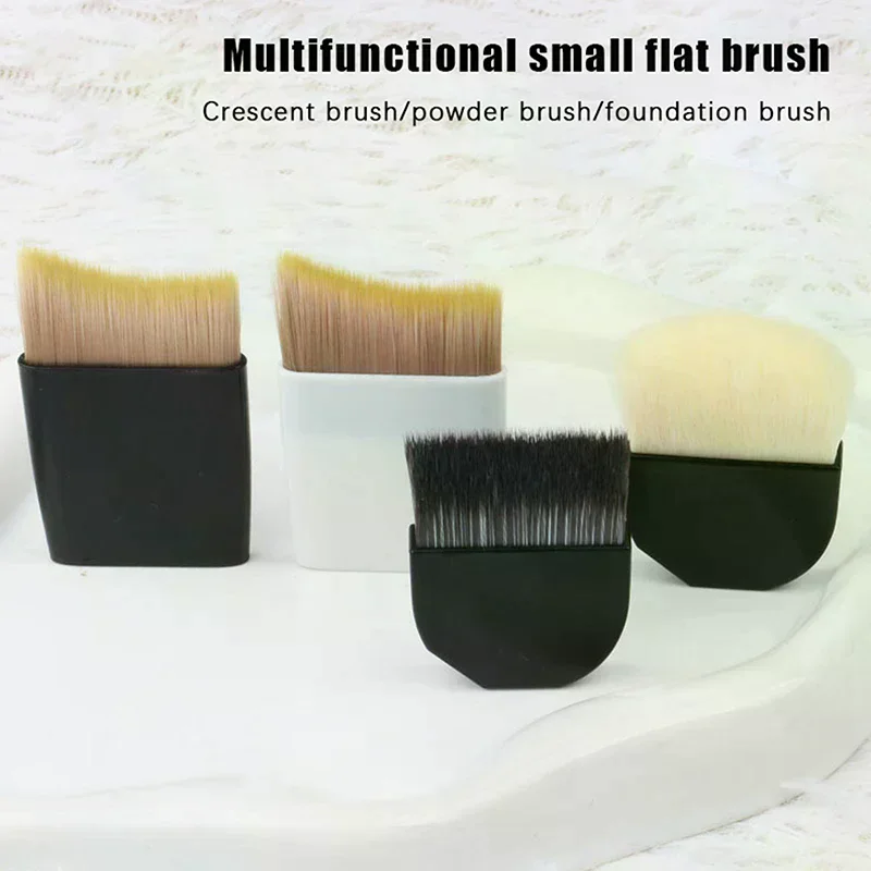 1 Pcs Ultra-Thin One-Line Foundation Brush Crescent-Shaped Mask Brush Short Handle Fluffy Soft Bristle Professional Beauty Tool