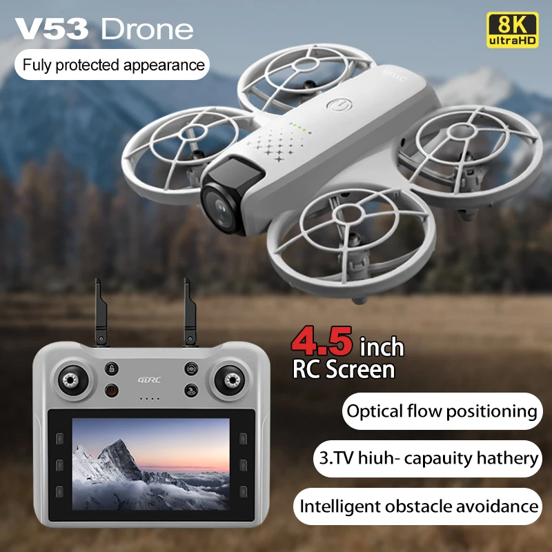V53 المهنية البسيطة RC الطائرة بدون طيار 8K WIFI FPV HD التصوير الجوي تدفق بصري تحديد المواقع كاميرا مزدوجة كوادكوبتر اللعب الهدايا الطائرات بدون طيار #1