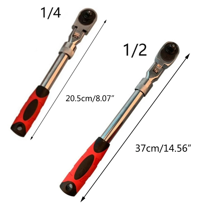 72-Tooth Extendable Flex-Head Ratchet Wrench 1/4 3/8 & 1/2-Inch Drives Carbon Steel Auto Mechanics/Confined AG09 21 Dropship