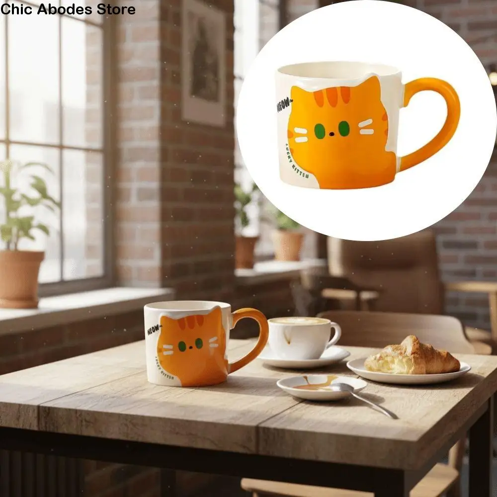 

Cat Pattern Cat Coffee Cup Cute Design Creative Style Coffee Mug Ceramic Material Japanese Cartoon Milk Cup Kitchen Supplies