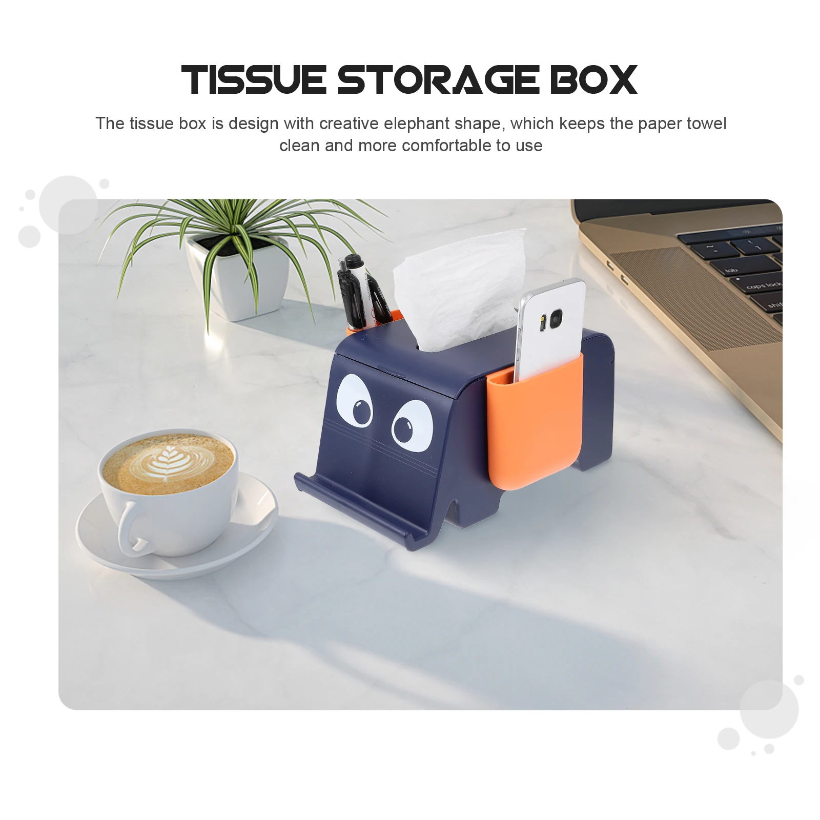 

Desktop Elephant-shaped Storage Box Sundries Holder Countertop Tissue Container
