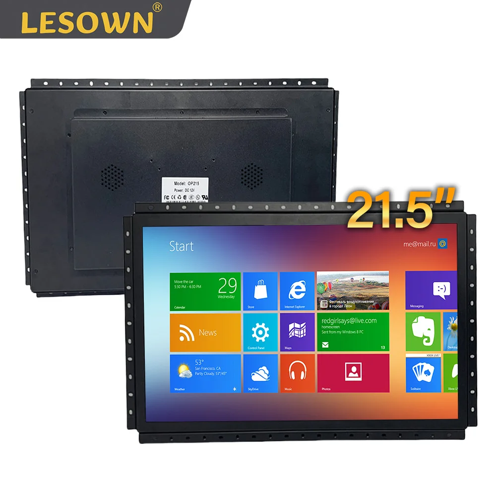 

LESOWN 21.5 Inch Embedded Open Frame 1080p Industrial Panel-Mount Monitor with VGA/USB(touch) for Digital Signage PC Laptop