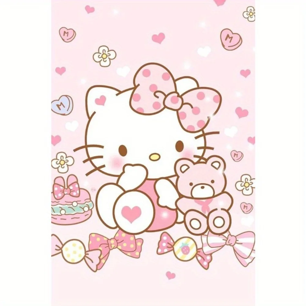 2D Flat, Posters And Prints (Canvas Poster Unframed) 2D Flat, Sanrio'S Hello Kitty And a Doll, Suitable for Wall Decoration i
