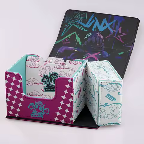 Gacha Card Deck Case League Of Legends Jinx Card Storage Box Horizontal Type For 100 + Trading Cards Magnetic Storage Box YuGiOh