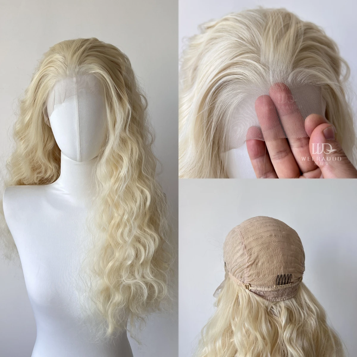 

Light blonde Lace Front Wig Long Curly 26 Inch 13*4 Lace Wigs High Temperature Fibers Synthetic Lace Wig Natural for Daily Use
