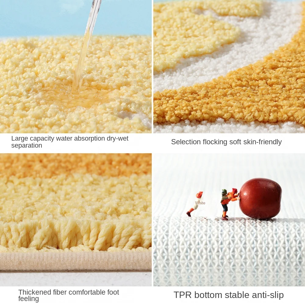 Creative Ginkgo Leaf Bath Mat Thick Plush Bathroom Rug Large-capacity Water-absorbent Anti-slip Foot Mat Bathroom Carpet